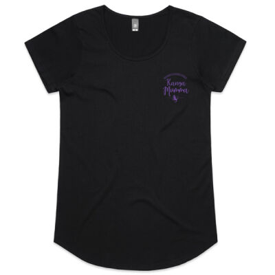 Kanga Mumma Scoop Neck Tee - Purple Writing Black Thumbnail